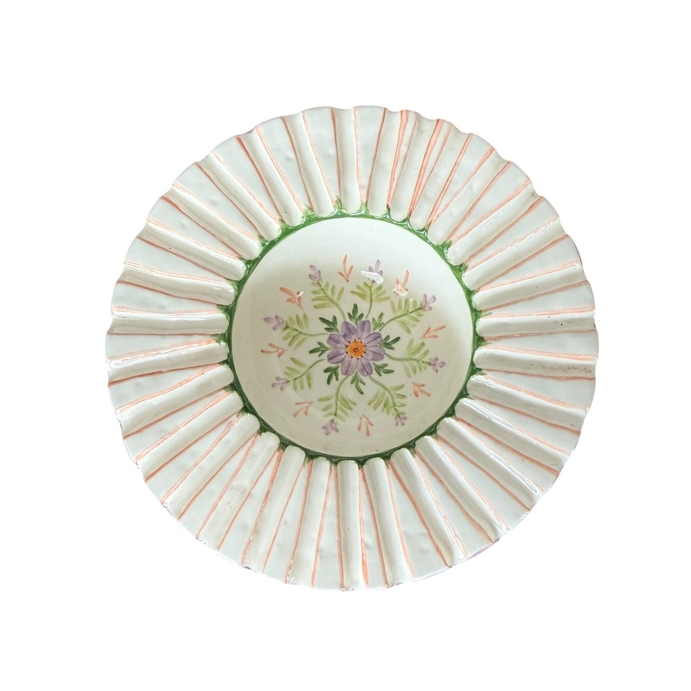 Chalet Suzanne Florida 1992 Hand‎ Painted Floral Ribbed Ceramic Bowl Liliana #67